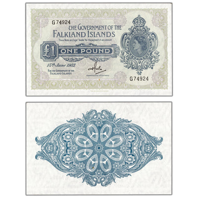 SOLD Falkland Islands 1982 1 One Pound Note P #8e - Choice UNC