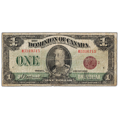 $1 1923 Dominion of Canada Note Bronze Seal Series B DC-25i - VG