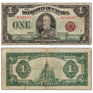$1 1923 Dominion of Canada Note Bronze Seal Series B DC-25i - VG