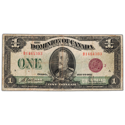 $1 1923 Dominion of Canada Note Bronze Seal Series B DC-25i - Fine