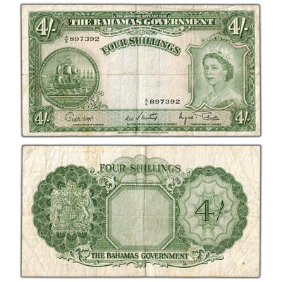 SOLD Bahamas (1953) 4 Four Shillings Note P #13d - Circulated