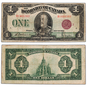 $1 1923 Dominion of Canada Note Bronze Seal Series B DC-25i - Fine