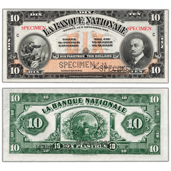 $10 1922 La Banque Nationale Canada Chartered Specimen Note #510-22-04s - UNC