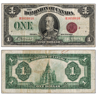 $1 1923 Dominion of Canada Note Bronze Seal Series B DC-25i - Fine