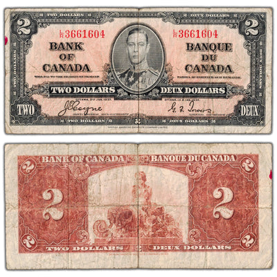 $2 1937 Bank of Canada Note Coyne-Towers L/R Last Prefix BC-22c - VG/F
