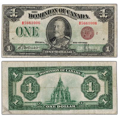 $1 1923 Dominion of Canada Note Bronze Seal Series B DC-25i - Fine