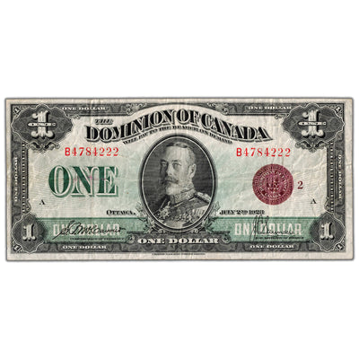 $1 1923 Dominion of Canada Note Bronze Seal Series B DC-25i - F/VF