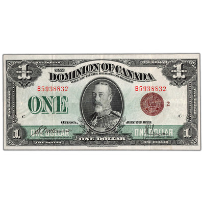 $1 1923 Dominion of Canada Note Bronze Seal Series B DC-25i - Choice VF/EF