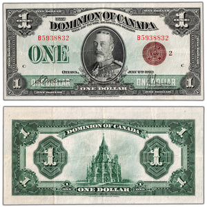 $1 1923 Dominion of Canada Note Bronze Seal Series B DC-25i - Choice VF/EF
