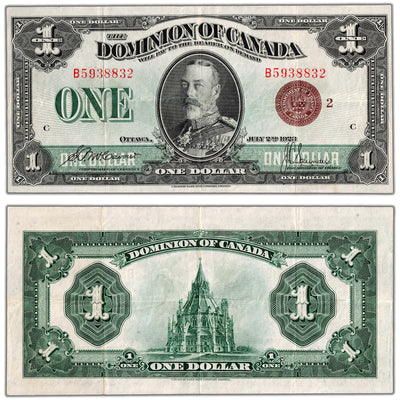 $1 1923 Dominion of Canada Note Bronze Seal Series B DC-25i - Choice VF/EF