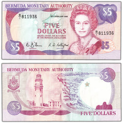 SOLD Bermuda 1989 $5 Five Dollars Note P #35b - VF