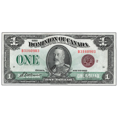 $1 1923 Dominion of Canada Note Bronze Seal Series B DC-25i - EF