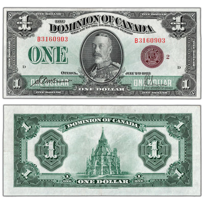 $1 1923 Dominion of Canada Note Bronze Seal Series B DC-25i - EF