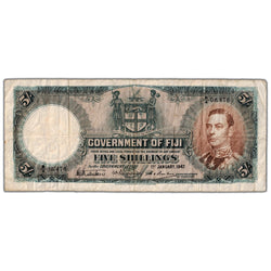 SOLD Fiji 1942 5 Five Shillings Note P #37e - Fine