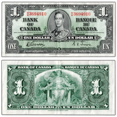 $1 1937 Bank of Canada Note Gordon-Towers M/M Prefix BC-21c - Crisp VF/EF