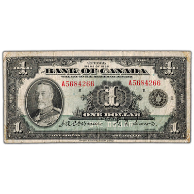 $1 1935 Bank of Canada Note English Text Letter 'A' BC-1 - Fine