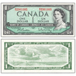 $1 1954 Bank of Canada Note Beattie-Rasminsky M/Z Prefix BC-37b-i - AU-58