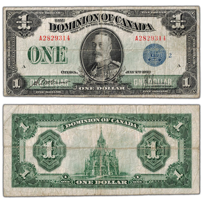 $1 1923 Dominion of Canada Note Blue Seal Series A DC-25h - Fine
