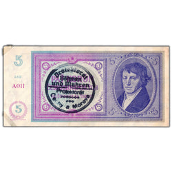 SOLD Bohemia & Moravia ND (1939) 5 Korun Note P #2a - Tape