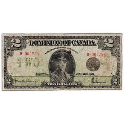SOLD $2 1923 Dominion of Canada Note Black Seal Series B DC-26a - VG&nbsp;