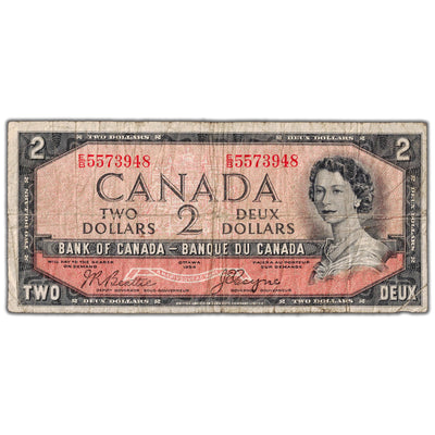 $2 1954 Bank of Canada Note Devil Face E/B Prefix BC-30b - Circulated