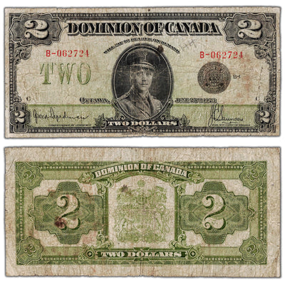 SOLD $2 1923 Dominion of Canada Note Black Seal Series B DC-26a - VG&nbsp;