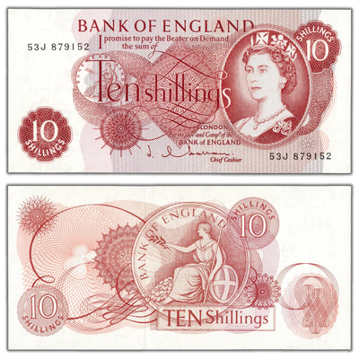 Great Britain ND (1960-70) 10 Ten Shillings Note P #373b - Uncirculated
