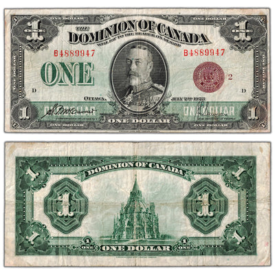 SOLD $1 1923 Dominion of Canada Note Bronze Seal Series B DC-25i - F/VF