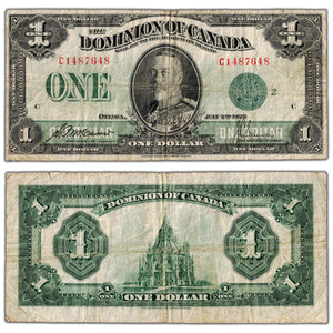 $1 1923 Dominion of Canada Note Green Seal Series C DC-25j - Fine