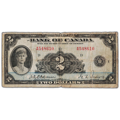$2 1935 Bank of Canada Note English Text BC-3 - Circulated