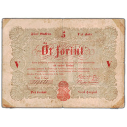 SOLD Hungary 1848 5 Forint Note P #S116 - Circulated (tape)