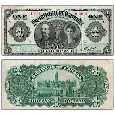$1 1911 Dominion of Canada Note Green Line Series A DC-18a - VF