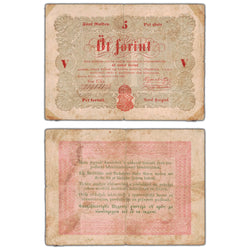 SOLD Hungary 1848 5 Forint Note P #S116 - Circulated (tape)