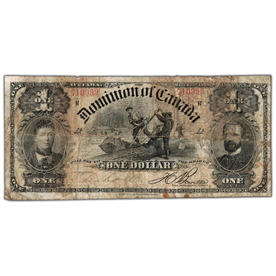 SOLD $1 1898 Dominion of Canada Note Boville ONEs Outward Series R DC-13c - Circulated