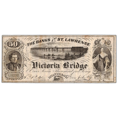 $50 ND The Banks of the St. Lawrence Victoria Bridge Scrip Note