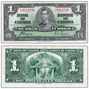 SOLD $1 1937 Bank of Canada Note Coyne-Towers A/N Prefix BC-21d - EF/AU