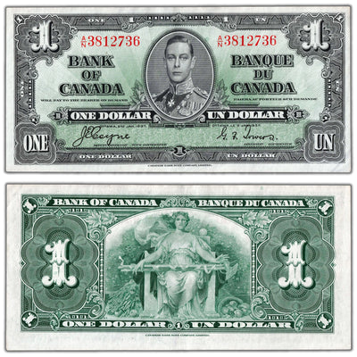 SOLD $1 1937 Bank of Canada Note Coyne-Towers A/N Prefix BC-21d - EF/AU