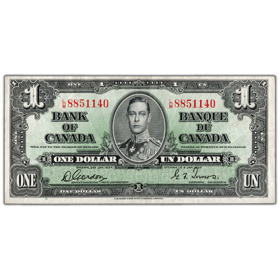 $1 1937 Bank of Canada Note Gordon-Towers L/M Prefix BC-21c - About EF