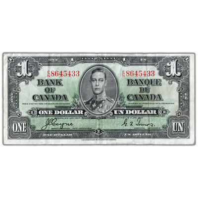 $1 1937 Bank of Canada Note Coyne-Towers E/N Prefix BC-21d - VF