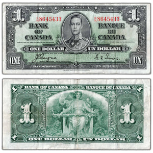 $1 1937 Bank of Canada Note Coyne-Towers E/N Prefix BC-21d - VF