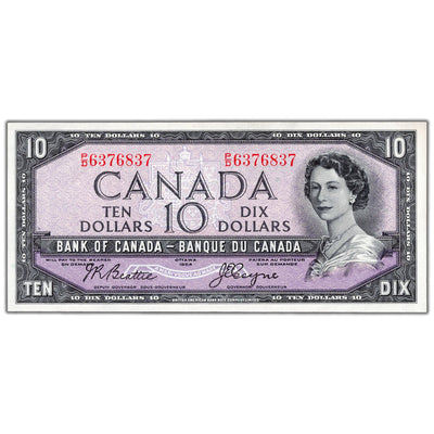 $10 1954 Bank of Canada Note Beattie-Coyne P/D Prefix BC-40a - AU-58