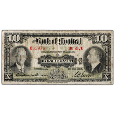 $10 1935 Bank of Montreal Canada Chartered Note #505-60-04 - Fine