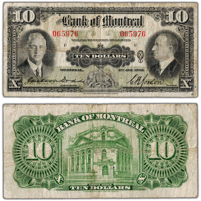 $10 1935 Bank of Montreal Canada Chartered Note #505-60-04 - Fine