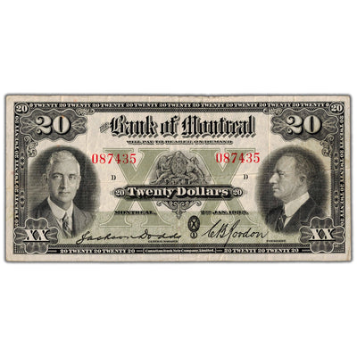 $20 1935 Bank of Montreal Canada Chartered Note #505-60-06 - F/VF