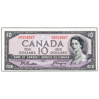 $10 1954 Bank of Canada Note Devil Face I/D Prefix BC-32b - EF