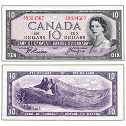 $10 1954 Bank of Canada Note Devil Face I/D Prefix BC-32b - EF