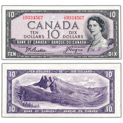 $10 1954 Bank of Canada Note Devil Face I/D Prefix BC-32b - EF