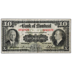 SOLD $10 1935 Bank of Montreal Canada Chartered Note #505-60-04 - VG/F