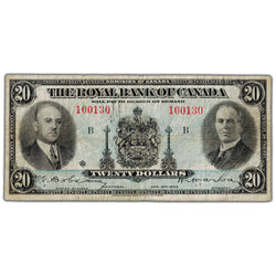 SOLD $20 1935 Royal Bank of Canada Chartered Note #630-18-06a - Minor Writing