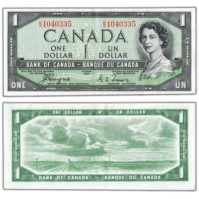 $1 1954 Bank of Canada Note Devil Face E/A Prefix BC-29a - EF